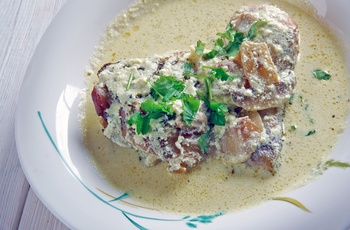 Lokal ret i Alsace - Coq au Riesling