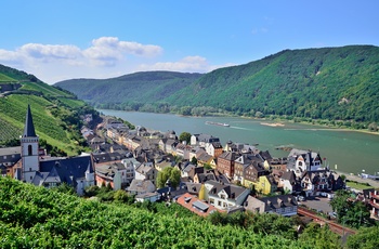 Assmannshausen og floden Rhinen, Tyskland