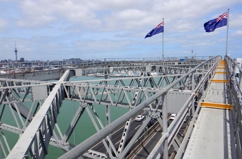 Udsigt fra Auckland Harbour Bridge, Nordøen i New Zealand