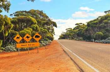 Skilte ved Nullarbor i Australien 