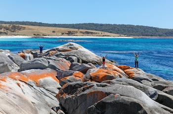 Bugten Bay of Fires på Tasmaniens østkyst