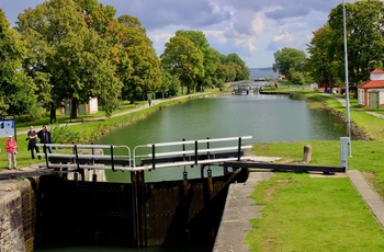 Göta Kanalen og Bergs Locks ved Linköping, Sverige