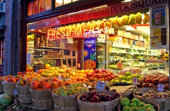 Butik med frugt og grønt i Beacon Hill, Boston i USA