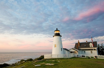 Pemaquid Lighthouse nær Bradley Inn i New Harbor, Maine