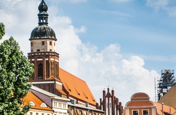 Den gamle bydel i Cottbus bymidte, Brandenburg i Tyskland