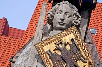 Tæt på Roland-statuen i Bremen - Nordtyskland