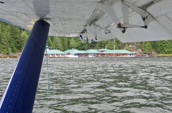 Udsigt fra vandflyver til Knight Inlet, British Columbia i Canada