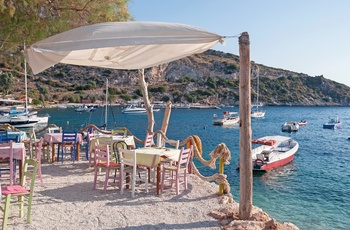 Cafe i havene i Agios Nikolaos på Kreta