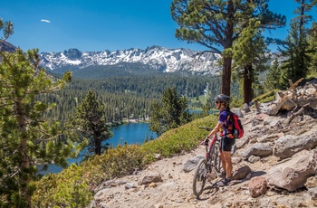 På mountainbike i naturområdet Mammoth Lakes, Californien