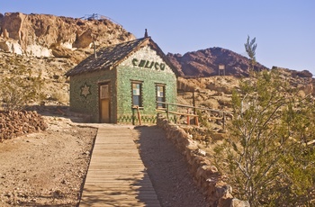 Glashus i Calico Ghost Town, Californien i USA