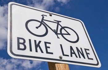 Skilt, Bike Lane i Californien, USA