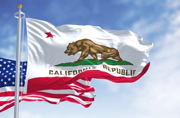 Californiens flag og Stars and Stripes