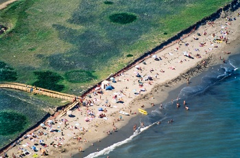 Luftfoto af Kelly Beach i Kouchibouguac National Park, New Brunswick i Canada