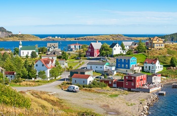 Gamle træhuse i Trinity på Newfoundland, Canada