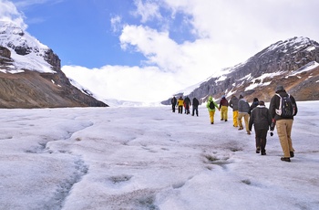 Vandring på Columbia Icefield i Rocky Mountains, Canada