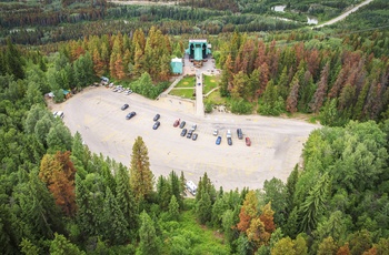 Parkeringsplads foran Jasper SkyTram, Alberta i Canada