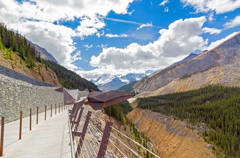 Udsigtsplatform ved Athabasca glacier i de canadiske Rocky Mountains