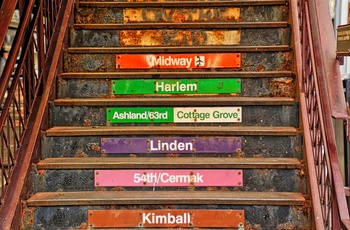 Farverne for de forskellige toglinier i Chicago, USA