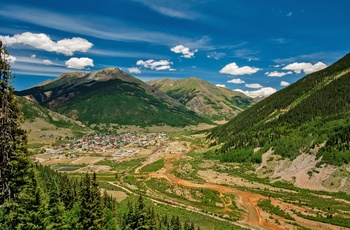 Udsigt til den gamle mineby, Silverton i Colorado