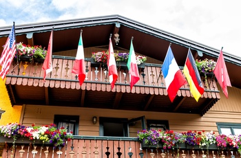 Europæisk arkitektur i bjergbyen Vail, Colorado