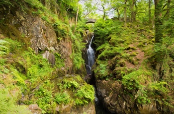 Aira Force vandfald, Lake District i Cumbraia