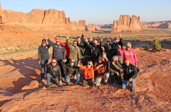 MC Route 66 og Arizona - Gruppebillede i Arches National Park