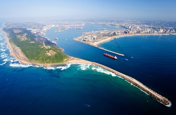 Luftfoto af havnen i Durban, Sydafrika