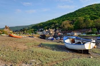 England, Somerset - både på stranden ved Porlock Weir