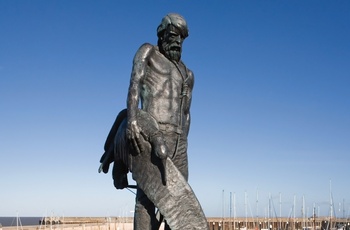 England, Somerset - statue af en gammel sømand i Watchet havn