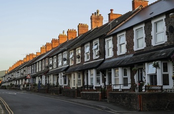 England, Somerset - typisk engelske rækkehuse i Minehead