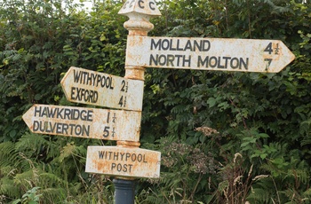 England, Somerset - vejskilt på vejen til Dulverton i Exmoor National Park