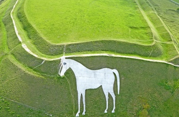 England, Wiltshire - Westbury White Horse ved Bratton Camp Iron Age Fort