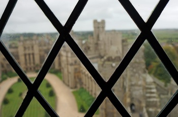 Arundel Castles indre gård set fra slottet, West Sussex i England