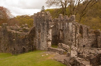 Okehampton Castle i Dartmoor Nationalpark, England