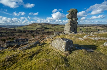 Granitformationen Bowmans Nose i Dartmoor Nationalpark, England