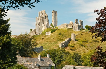 Corfe Castle slotsruin i Dorset, Sydengland