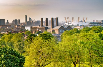 Udsigt til den nordlige del af Greenwich i London, England