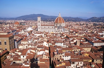 Udsigt fra Palazzo Vecchio ud over Firenze og til domkirken, Toscana