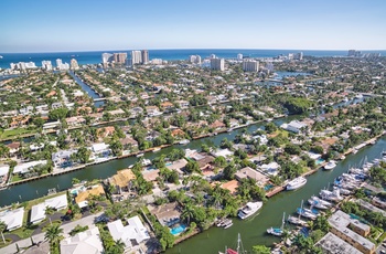 Luftfoto af Fort Lauderdales mange kanaler, Florida i USA