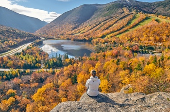 Udsigt til Echo Lake i Franconia Notch State Park i White Mountain State Park - New Hampshire