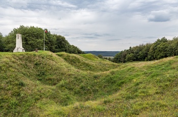 Frankrig, Lorraine - mindemærke fra 1. verdenskrig ved Butte de Vauquois, hvor minekrigen har formet landskabet.jpg