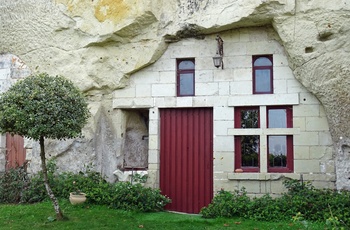 Klippehus kaldet troglodyte i Souzay, Loiredalen i Frankrig