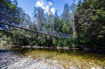 Frenchmans Cap hængebroen i Franklin-Gordon Wild Rivers National Park - Tasmanien