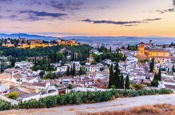 Aftensstemning og udsigt til Granada, Andalusien