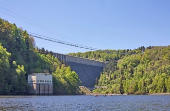 Hængebro og dæmning, Rappbodetal, Harzen i Tyskland