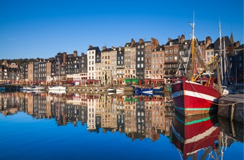 Havnefronten i Honfleur, Normandiet Frankrig