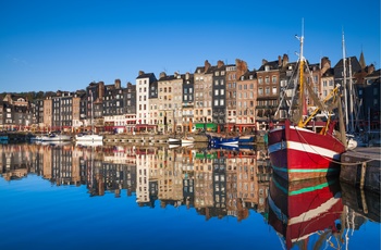 Havnefronten i Honfleur, Normandiet Frankrig