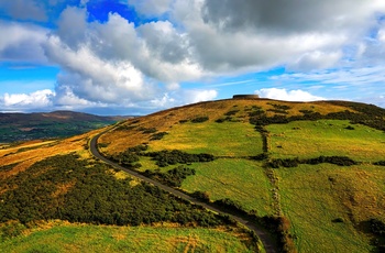Irland, County Donegal - Grianan of Aileach ligger strategisk på toppen af Greenan Mountain