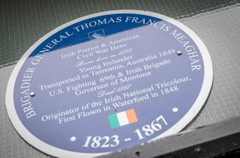 Irland, Waterford - mindeplade for den irske nationalist Thomas Francis Meaghar på Granville Hotel