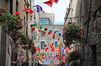 Smal gade i Galway med flag, Vestirland